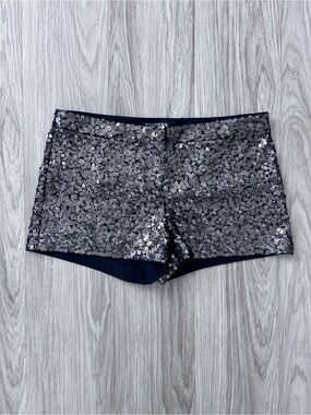 Express Sequin Shorts Black Silver Party Size 2